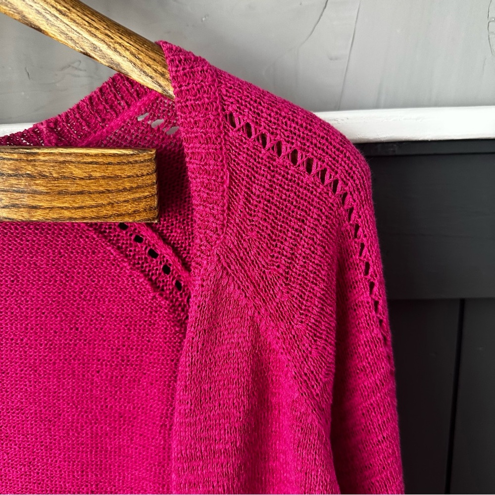 Coldwater Creek‎ Womens 2X 20-22 Deep Pink Open Front Knit Cardigan Sweater - Picture 3 of 11